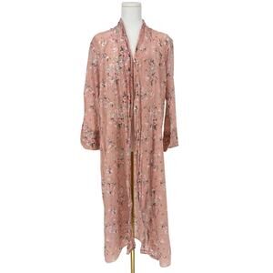 Vintage Papinelle Pink Floral Cotton Silk Robe Cottage Coquette Women S No Belt
